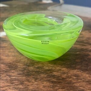 Kosta Boda Lime Green Swirl Vase
